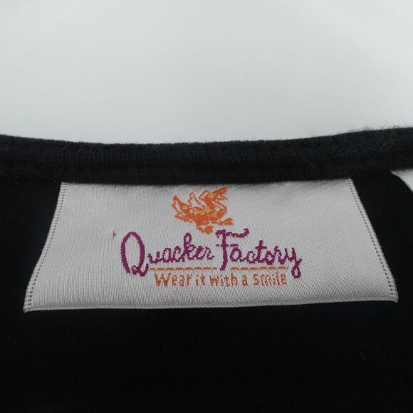 Quaker Factory Top Womens 1X Black Embellished 4th of July Americana Grandmacore - Picture 3 of 12